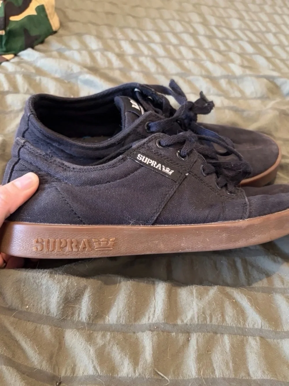 Supra Men's Black Canvas Low-Top Sneakers with Brown Sole